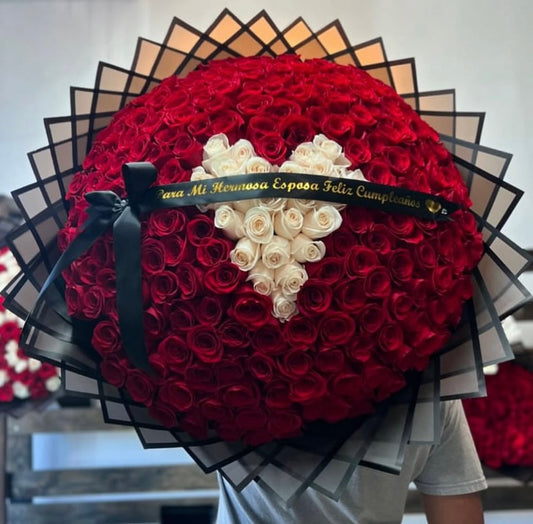 300 Red with White Heart on Black Transparent Wrapping