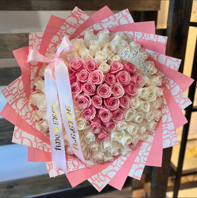 100 White with Pink Heart on Pink Dior Wrapping