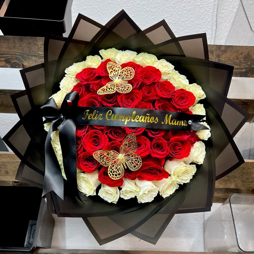 50 Red with White Ring on Black Transparent Wrapping