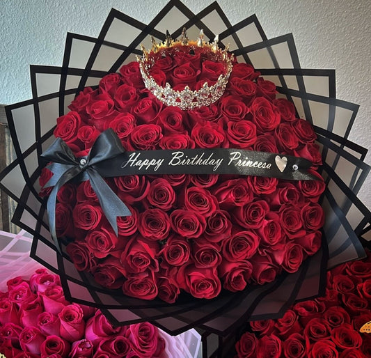 75 Red Roses with Black Transparent Wrapping