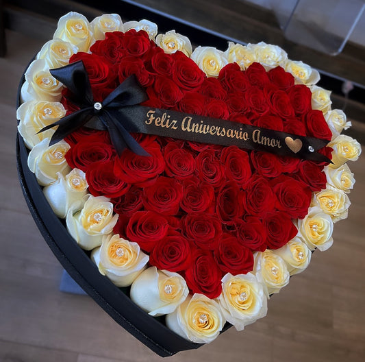 75 roses Heart Box