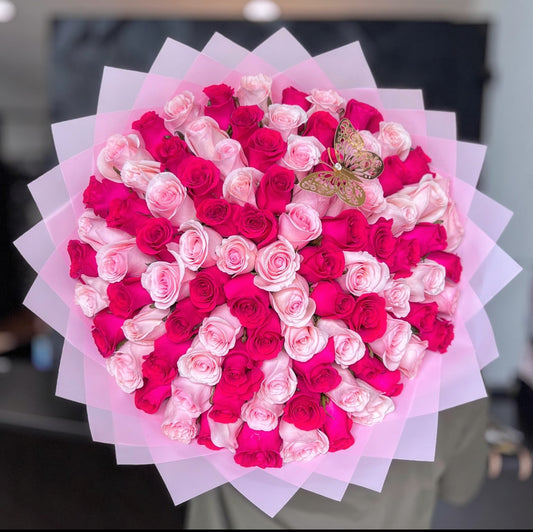 100 mixed roses