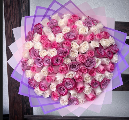 100 mixed roses