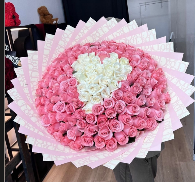 150 Pink with White Heart on Pink Dior Wrapping