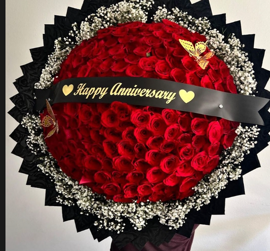 200 Red Roses and baby breath